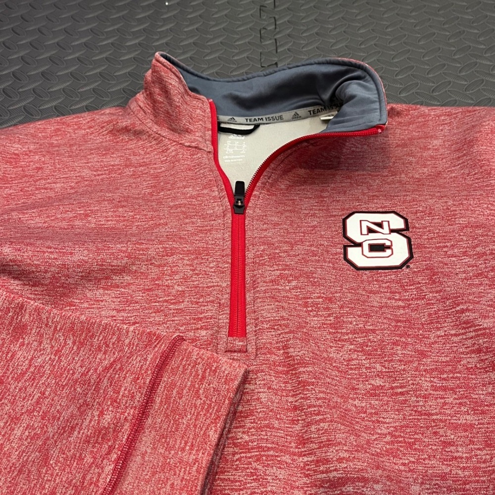 Adidas‎ NC State Wolfpack Pullover Mens XL Red Heather ClimaWarm Quarter Zip
